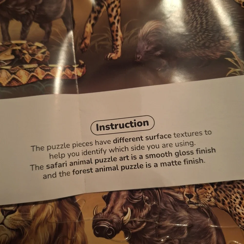 BenOBen Double-Sided 2in1 Puzzle 100‎ Pieces Safari and Forest Animals